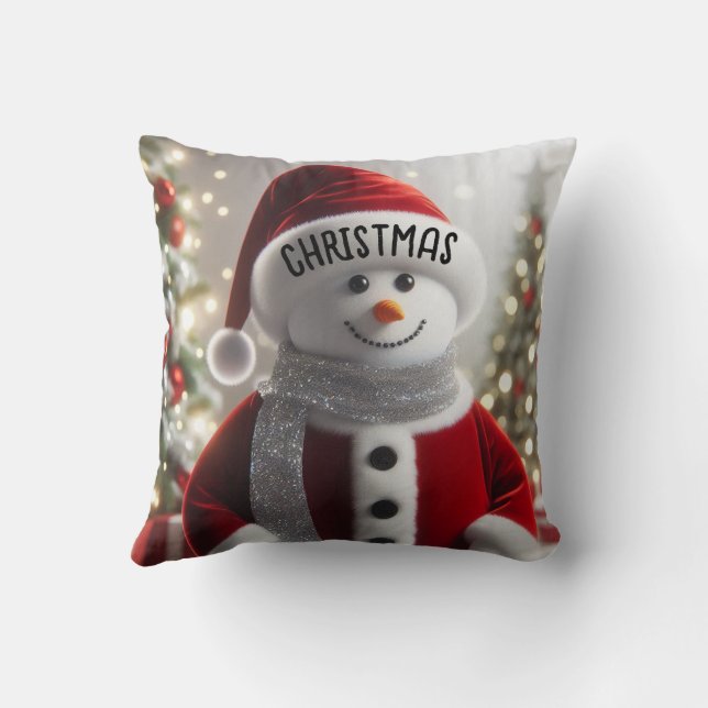 Schattigee Kerstman Sneeuwman Kussen (Achterkant)