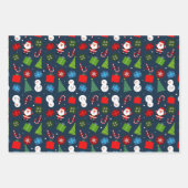 Schattigee Kerstman & Sneeuwman Set van 3 Inpakpapier Vel (Voorkant 3)