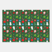 Schattigee Kerstman & Sneeuwman Set van 3 Inpakpapier Vel (Voorkant 2)