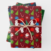 Schattigee Kerstman & Sneeuwman Set van 3 Inpakpapier Vel (In situ)