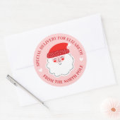 Schattigee Kerstman Speciale levering Noordpool Ronde Sticker (Envelop)