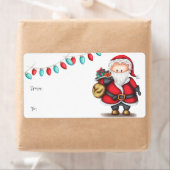 Schattigee kerstman tot kerst etiket (Insitu)