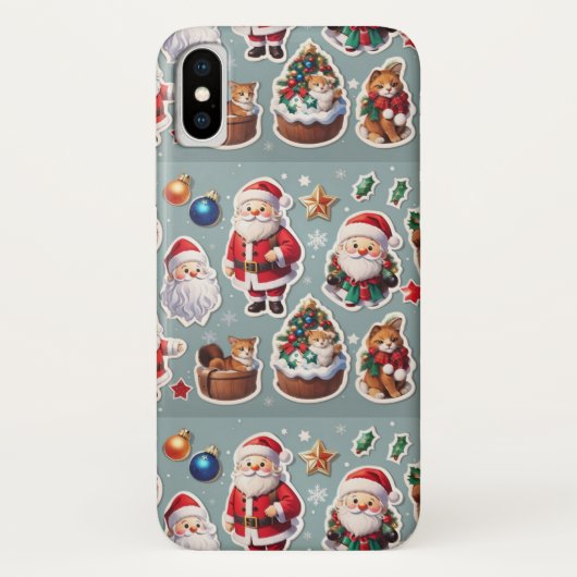 Schattigee Kerstman & Vakantie Huisdieren Feest Case-Mate iPhone Case (Achterkant)