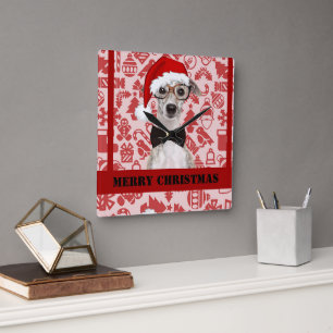 Schattigee kerstman vierkante klok
