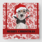 Schattigee kerstman vierkante klok (Voorkant)