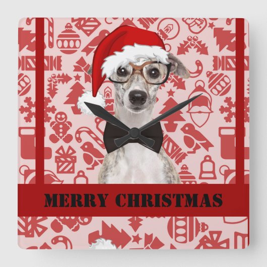 Schattigee kerstman vierkante klok (Voorkant)