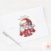 Schattigee Kerstman Voeg kindernaam toe Grote Kers Ronde Sticker (Envelop)