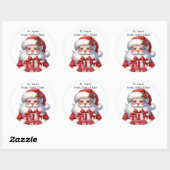 Schattigee Kerstman Voeg kindernaam toe Grote Kers Ronde Sticker (Vel)