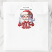 Schattigee Kerstman Voeg kindernaam toe Grote Kers Ronde Sticker (Tas)