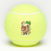 Schattigee Kerstman Vrolijk Kerstteken Dieren Tennisballen (Achterkant)