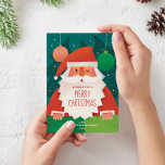 Schattigee kerstman | Vrolijke kerstgroet Feestdagenkaart<br><div class="desc">Stuur feestelijk gejuich met deze schattige vrolijke kerstkaart met een vrolijke Santa Claus-illustratie. Perfect voor gezinnen die een gepersonaliseerde vakantiepas willen die charme en traditie combineert. Pas het aan met uw familienaam en jaar voor een doordachte herinnering die opvalt tussen kerstpost. Ideaal voor het delen van warme wensen met vrienden,...</div>