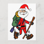 Schattigee Kerstman Wandelen Kerst Cartoon Feestdagenkaart (Voorkant)