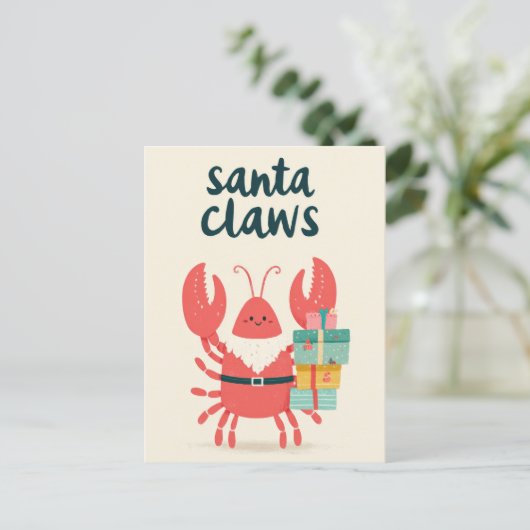 Schattigee kerstmannetjes kreeft Punny Funny Chris Briefkaart (Staand voorkant)