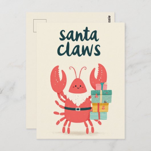 Schattigee kerstmannetjes kreeft Punny Funny Chris Briefkaart (Voorkant / Achterkant)