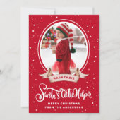 Schattigee Kerstman's Helper Kerstfoto Feestdagenkaart (Voorkant)