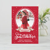 Schattigee Kerstman's Helper Kerstfoto Feestdagenkaart (Staand voorkant)