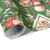 Schattigee Kerstman's Workshop Elfen Kerst Decoupa Cadeaupapier (Rol Hoek)