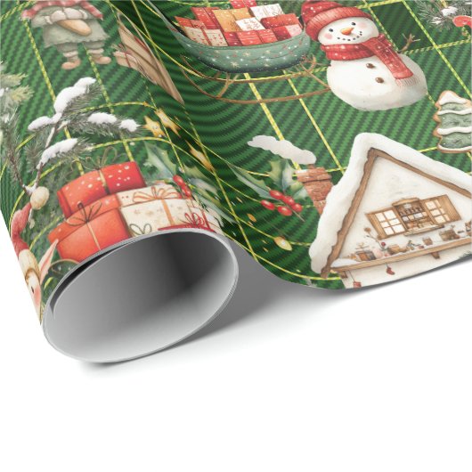 Schattigee Kerstman's Workshop Elfen Kerst Decoupa Cadeaupapier (Rol Hoek)