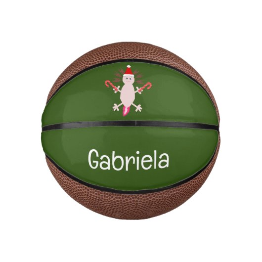 Schattigee Kerstmis Axolotl aangepaste naam Basketbal (Voorkant)