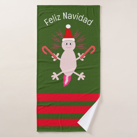 Schattigee Kerstmis Axolotl Custom Badhanddoek (Badhanddoek)