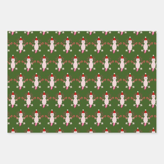 Schattigee Kerstmis Axolotl Custom Inpakpapier Vel (Voorkant 3)