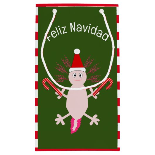 Schattigee Kerstmis Axolotl Custom Klein Cadeauzakje (Achterkant)