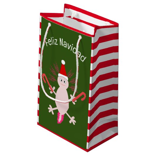 Schattigee Kerstmis Axolotl Custom Klein Cadeauzakje (Achterkant Gekanteld)