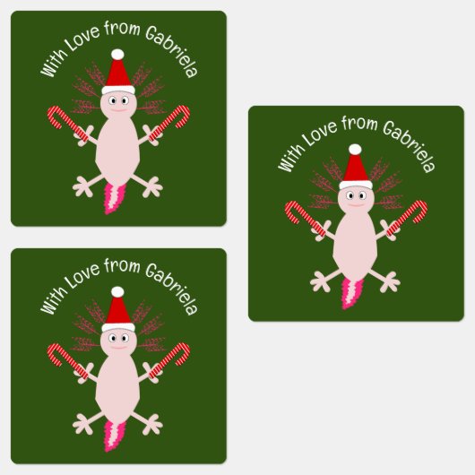 Schattigee Kerstmis Axolotl Custom Labels (Groep)