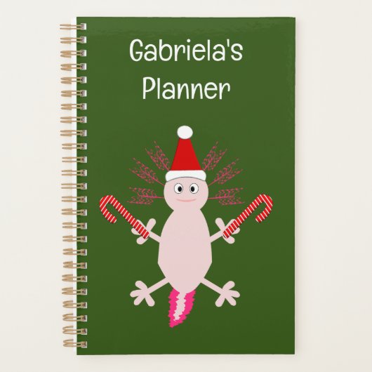 Schattigee Kerstmis Axolotl Custom Planner (Voorkant)