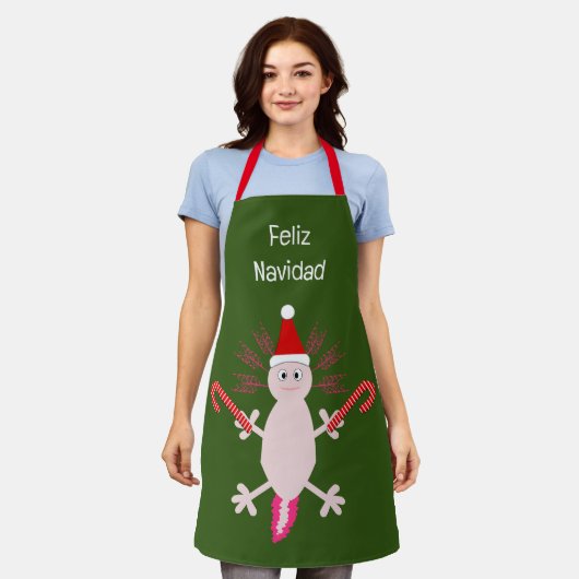 Schattigee Kerstmis Axolotl Custom Schort (Gedragen)