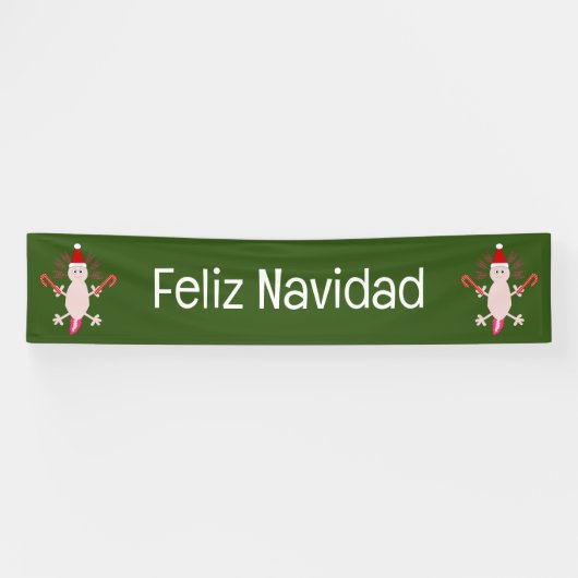 Schattigee Kerstmis Axolotl Custom Spandoek (Horizontaal)