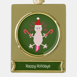 Schattigee Kerstmis Axolotl Custom Verguld Banner Ornament