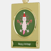 Schattigee Kerstmis Axolotl Custom Verguld Banner Ornament (Links)