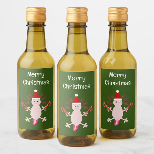 Schattigee Kerstmis Axolotl Custom Wijn Etiket (Flessen)