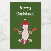 Schattigee Kerstmis Axolotl Custom Wijn Etiket (Enkel label)