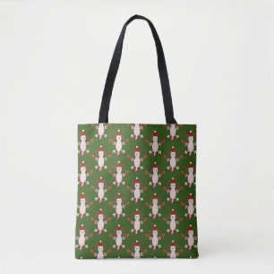 Schattigee Kerstmis Axolotl Dubbelzijdige Print Tote Bag