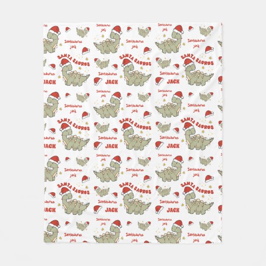 Schattigee Kerstmis Dinosaurus Santasaurus Naam Fleece Deken (Voorkant)