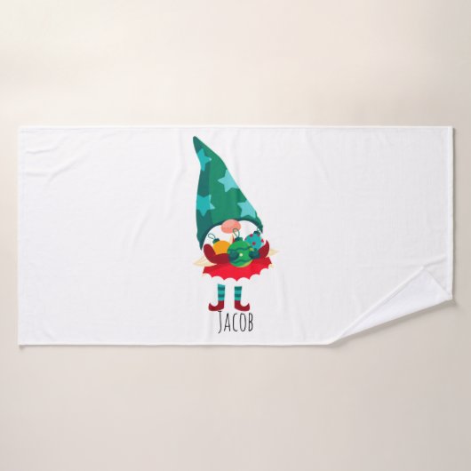 Schattigee Kerstmis Gnome met Kerstmis Ornamenten Badhanddoek (Badhanddoek)