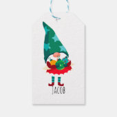 Schattigee Kerstmis Gnome met Kerstmis Ornamenten Cadeaulabel (Achterkant)