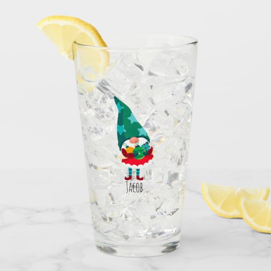 Schattigee Kerstmis Gnome met Kerstmis Ornamenten Glas (Voorkant ijs)