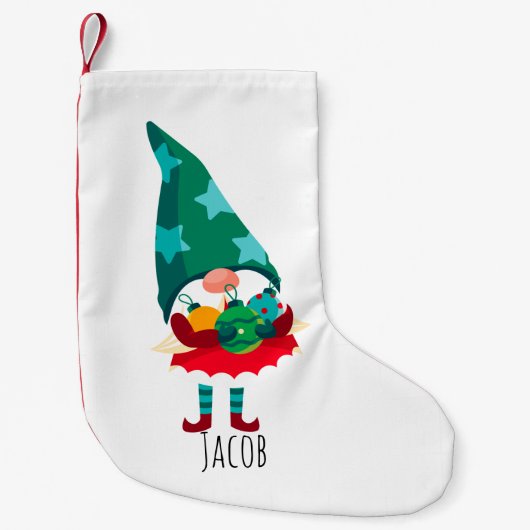 Schattigee Kerstmis Gnome met Kerstmis Ornamenten Kleine Kerstsok (Voorkant)