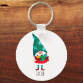 Schattigee Kerstmis Gnome met Kerstmis Ornamenten Sleutelhanger (Voorkant)
