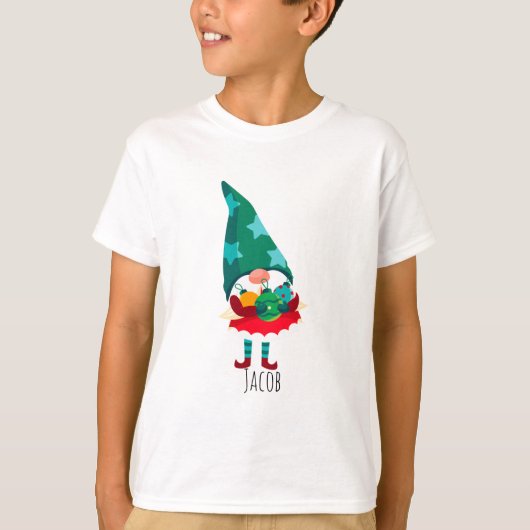 Schattigee Kerstmis Gnome met Kerstmis Ornamenten T-shirt (Voorkant)