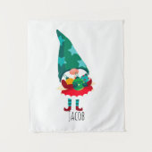 Schattigee Kerstmis Gnome met Kerstmis Ornamenten Wandkleed (Voorkant)