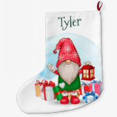 Schattigee Kerstmis Gnome met Naam Grote Kerstsok (Achterkant)