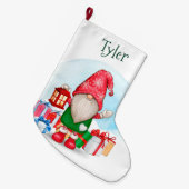 Schattigee Kerstmis Gnome met Naam Grote Kerstsok (Voorkant (Hangend))
