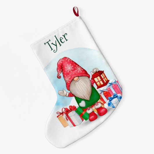 Schattigee Kerstmis Gnome met Naam Grote Kerstsok (Achterkant (Hangend))