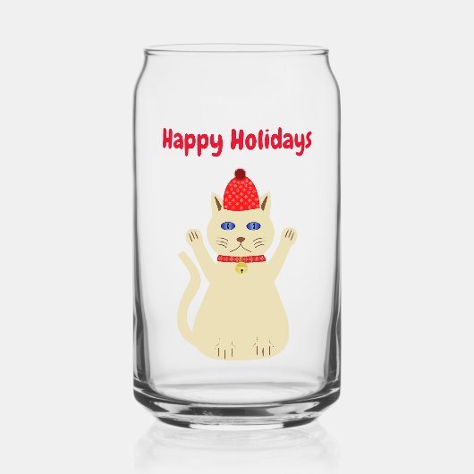 Schattigee Kerstmis Kat Custom Blikvorm Glas (Voorkant)