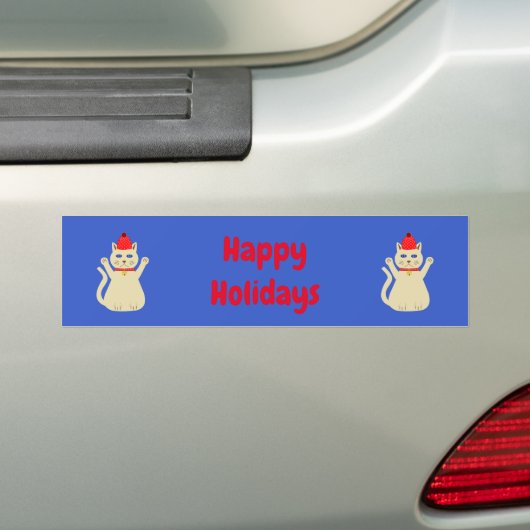 Schattigee Kerstmis Kat Custom Bumpersticker (Op auto)