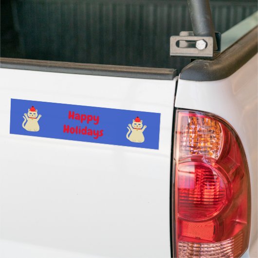 Schattigee Kerstmis Kat Custom Bumpersticker (Op Truck)